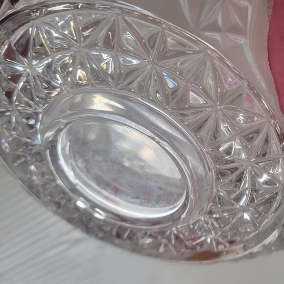 HOFBAUER  Byrdes Lead Crystal Glass Serving Bowl Germany RUBY Cut BIRD 7" Wide - Picture 6 of 7